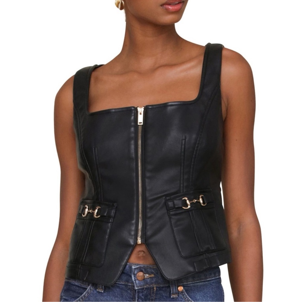 7 For All Mankind Vest/Pants set PUleather/Houndstooth
